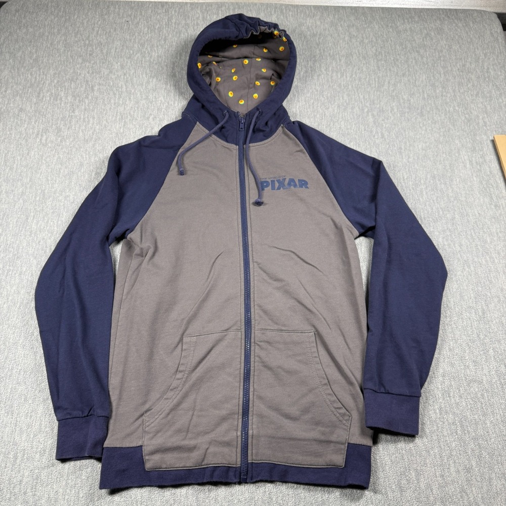 Disney Hoodie Sweatshirt Unisex S Blue Gray Pixar Luxo Lamp Ball Full Zip Jacket